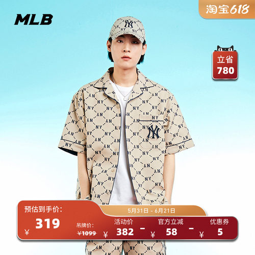 短袖衬衫MLB情侣短袖休闲