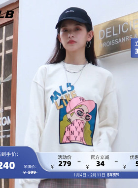 MLB官方情侣运动长袖卫衣LIKE漫画宽松套头衫圆领时尚MTO02/MTB05