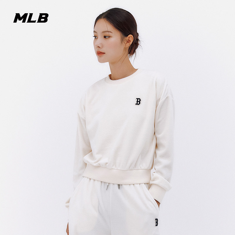 MLB官方 女款短款套头圆领卫衣休闲时尚潮秋季MTB06