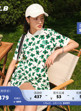 MLB官方 女款运动POLO连衣裙满印花卉休闲百搭潮夏季OPEC9