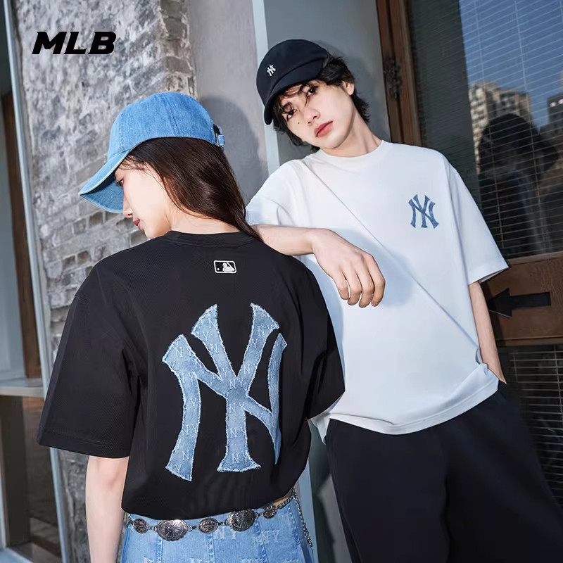 MLB官方 男女情侣做旧大logo时尚凉感T恤百搭短袖25夏季新款TSM09