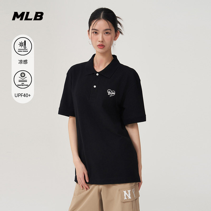 MLB官方男女情侣防晒凉感爱心polo衫时尚百搭短袖夏季新款PQH01