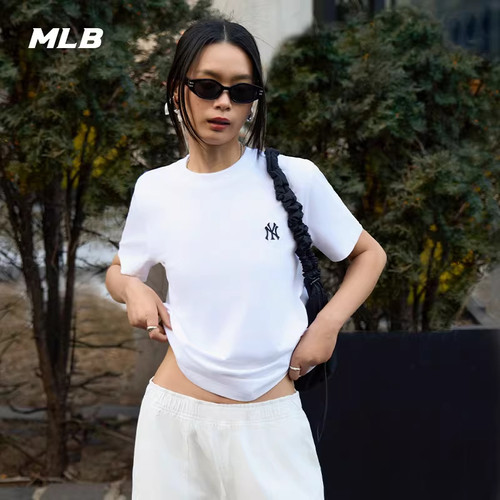 MLB官方 男女百搭休闲T恤经典纯色圆领25夏季新款TSB01