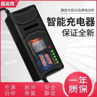 轻骑自动关机智能电动车电瓶充电器48V12AH60V20AH72V30AT孔通用
