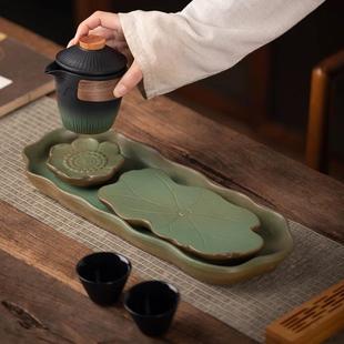 茶盘家用新款 功夫茶海 小型干泡台日式 茶台复古茶具套组排水储存式