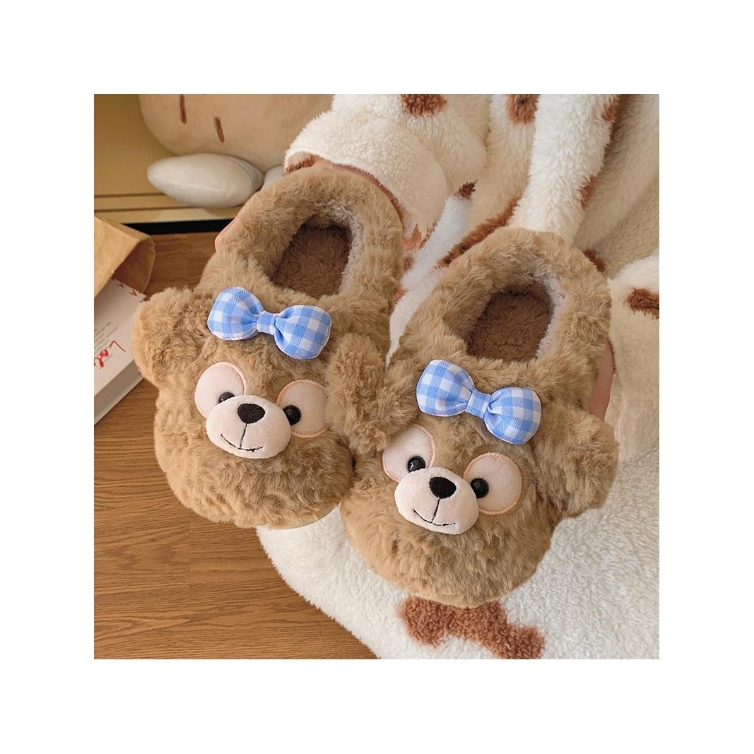 可爱小熊儿童棉拖鞋秋冬季保暖女童男童大人亲子毛绒居家棉鞋假日