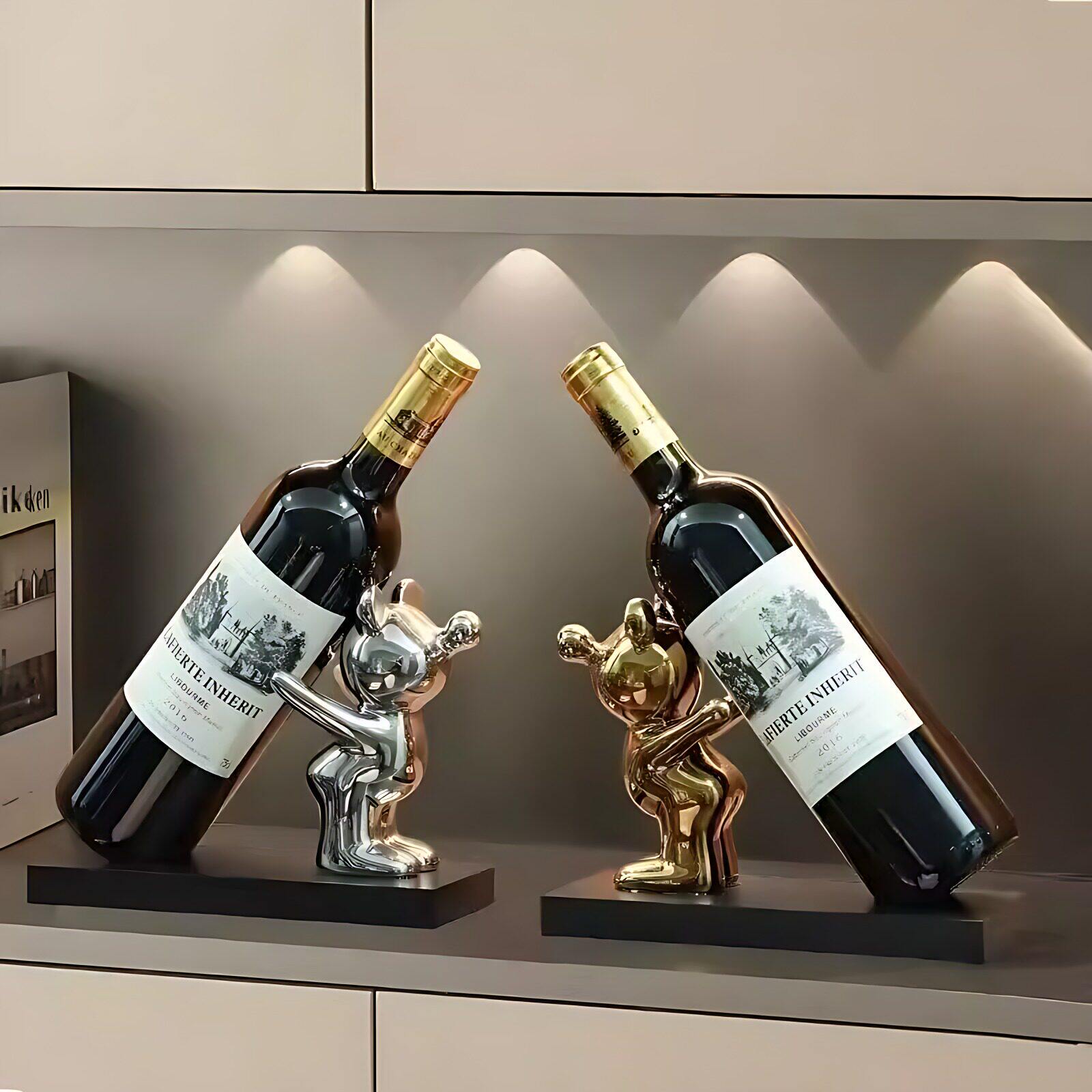 泡泡熊红酒架摆件轻奢高档家居客厅餐边柜酒柜装饰品高级感红酒托