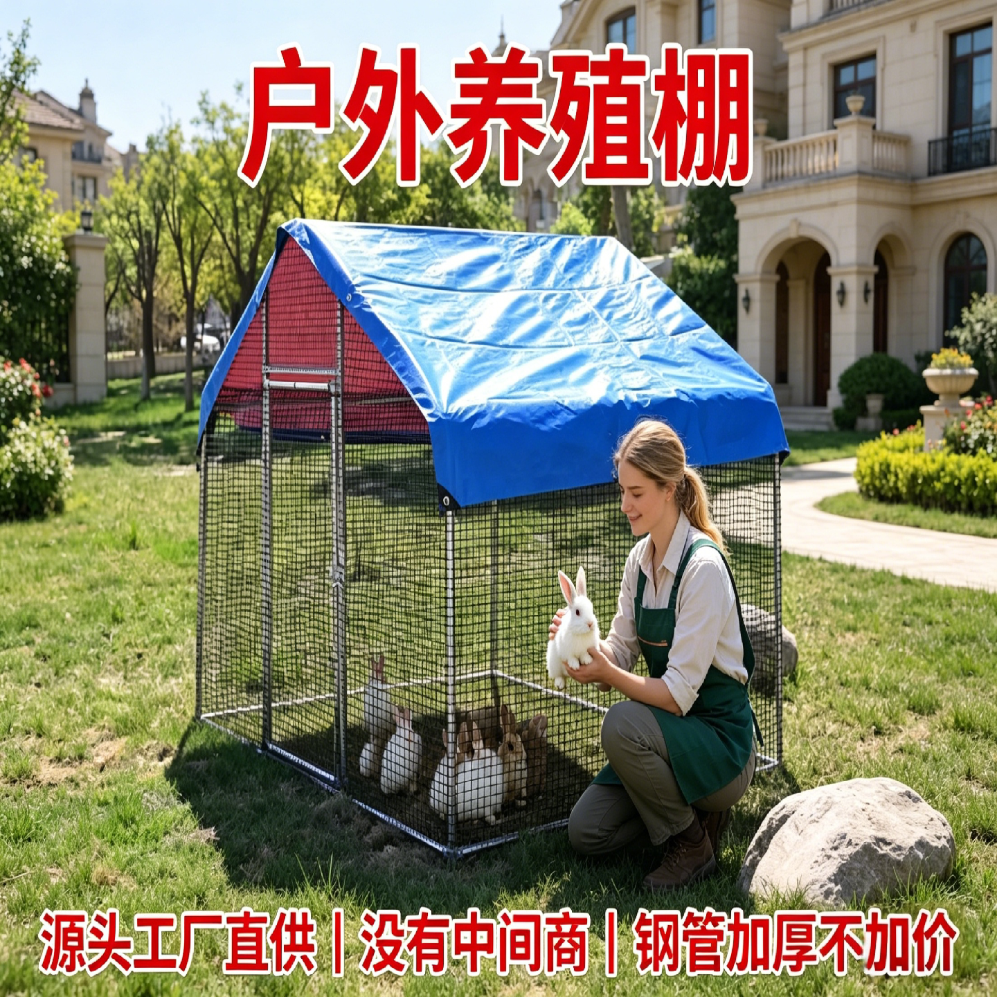 户外养鸡棚搭建农村大号鸡舍鸡笼鸽舍家禽室外防雨鸭鸡窝养殖大棚