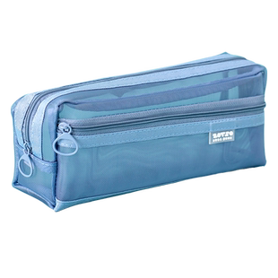 双层透明网纱笔袋考试专用立体方形多层分层大容量文具袋简约ins风日系高颜值女孩男生初高中生小学生铅笔盒