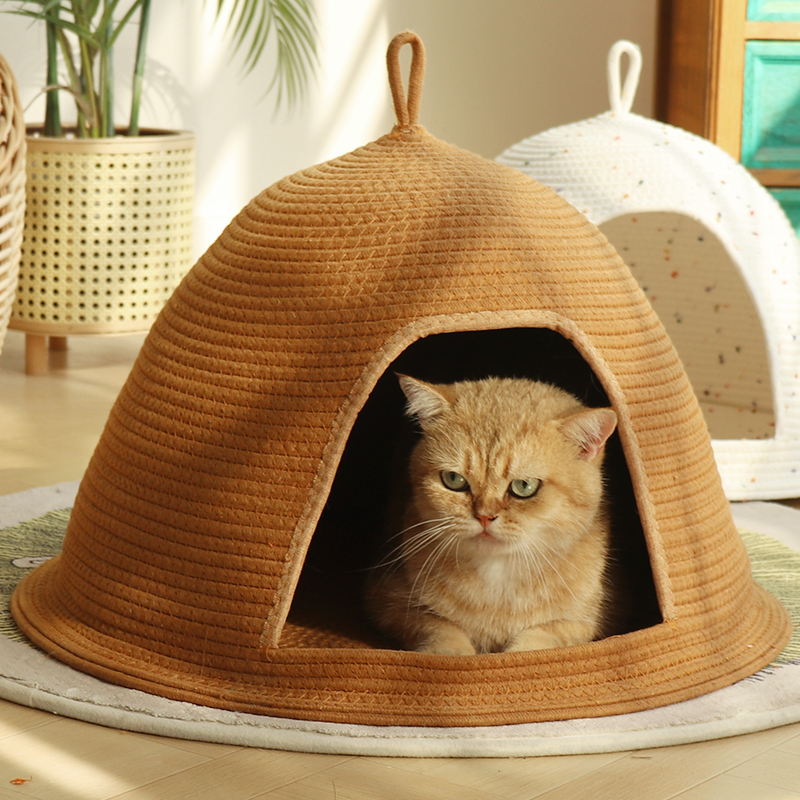 冬季保暖封闭式猫窝猫房子帐篷猫屋安全感四季通用可拆洗耐抓耐磨