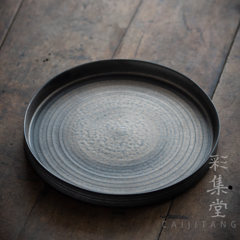 彩集堂 复古干泡盘 手工细作陶瓷鎏金茶壶承小型茶盘家用圆形托盘,餐饮具,茶托,淘宝优惠券,粉丝福利购,淘宝优惠卷