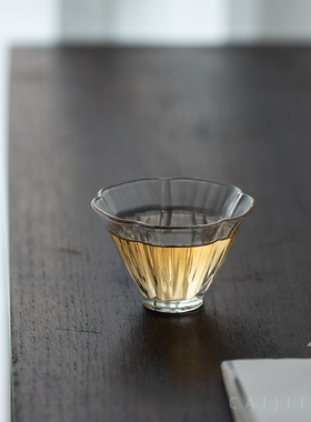 彩集堂 花朵小茶杯 耐热玻璃品茗杯功夫茶具透明观汤客人喝茶杯子