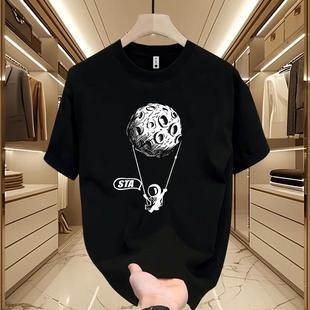 美式痞帅纯棉短袖 STA太空星球喜居麦潮牌ins街头休闲圆领印花T恤