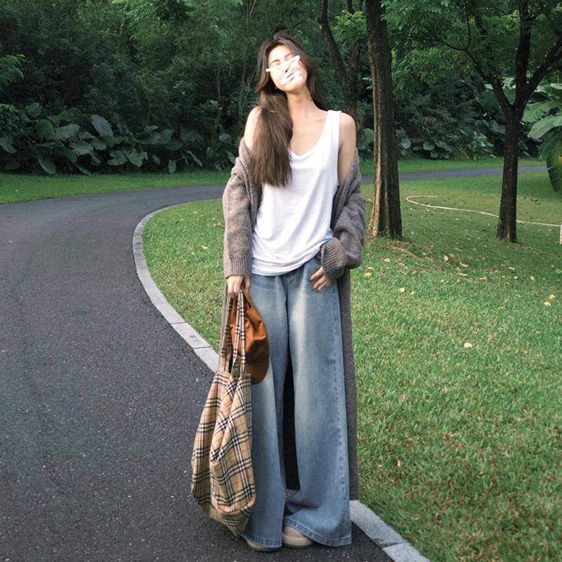 慵懒风高感灰色款毛长衣针开衫外织套女CAM46534秋冬季2024新款宽