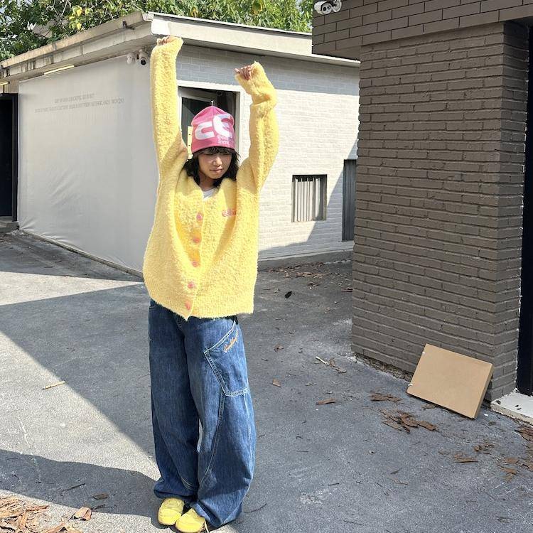 EAH制O自美式复古纽扣V男领纯色季开衫毛衣EA24AW-M外套女秋冬情