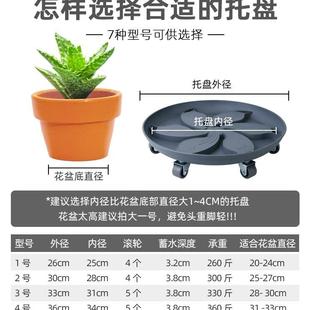 透气移动花盆托盘带轮万向轮花盆底座滚轮底盘托大号接水盘带滑轮