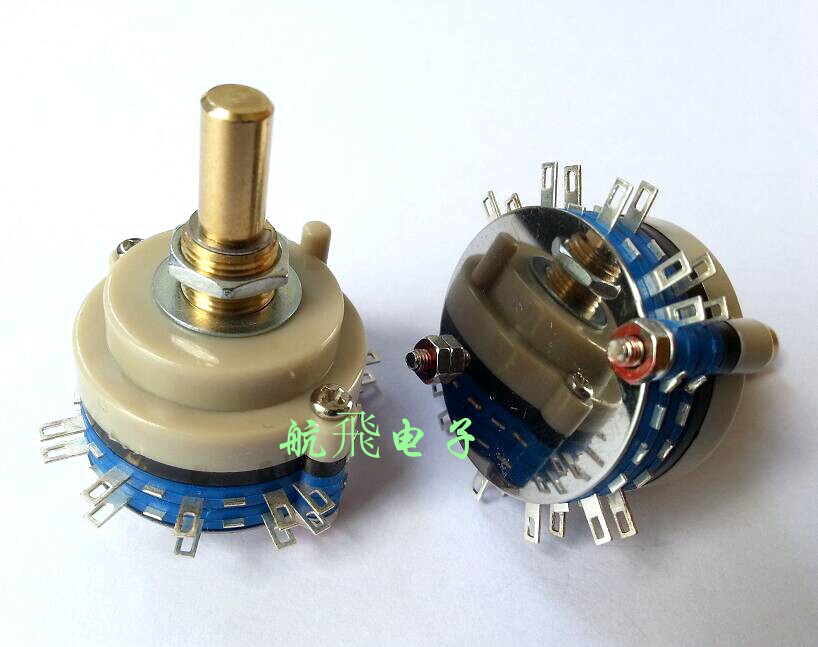 台产密封式旋转波段开关 2*4 2层4档 实心铜圆柄 双排公共脚