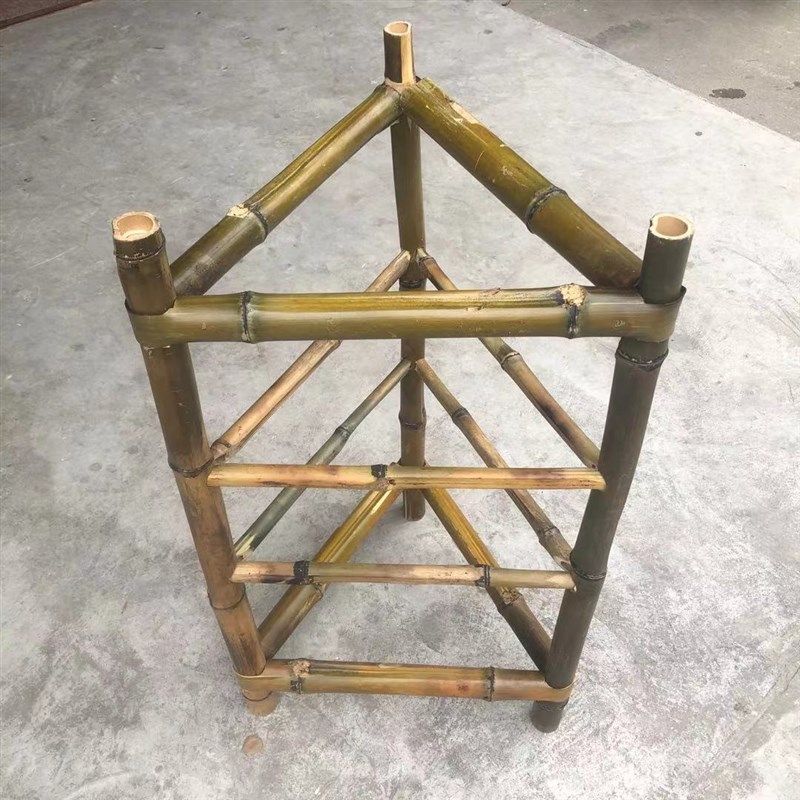 竹编竹架子置物架簸箕市井火锅架竹制品多层楠竹竹三脚架菜架子