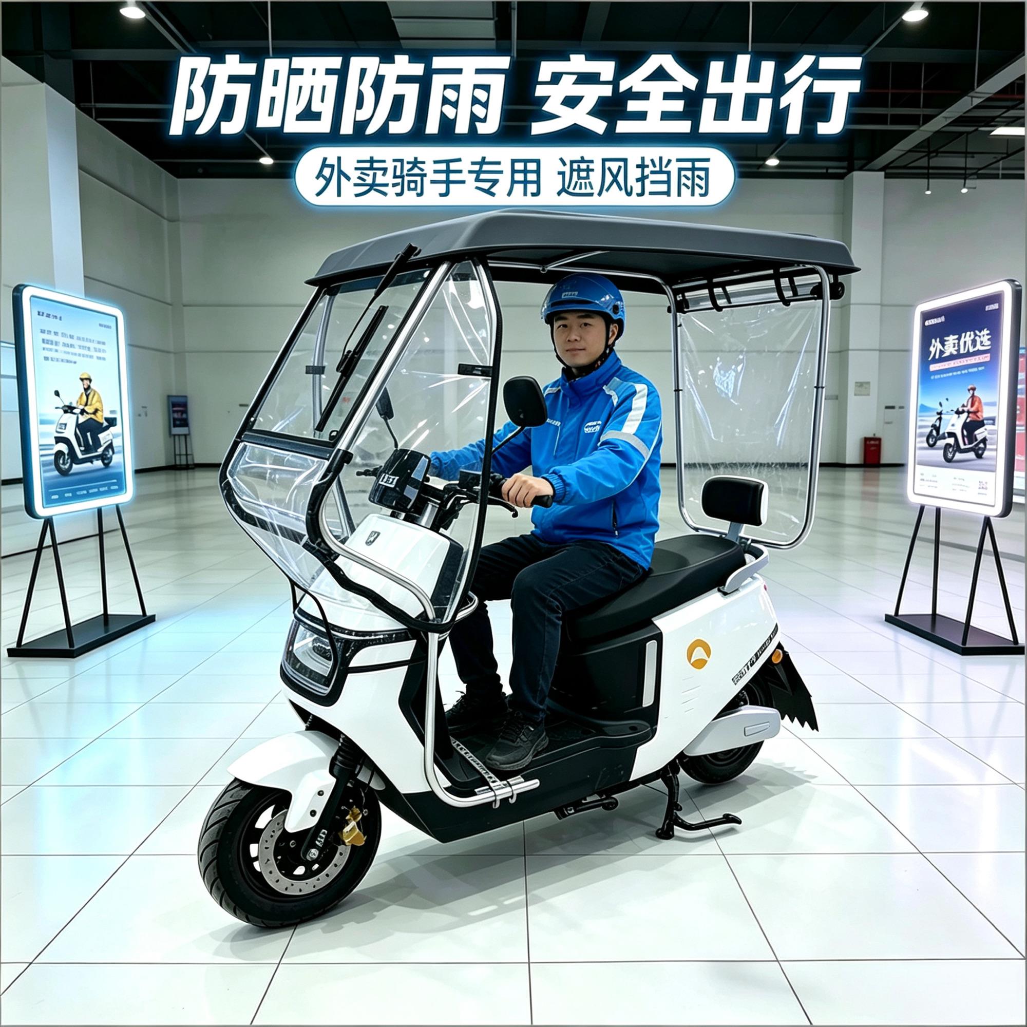 君思焱外卖车雨棚不锈钢车棚