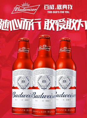 百威啤酒经典红色铝瓶 355mL*24罐红铝自饮送礼佳品罐装聚会啤酒
