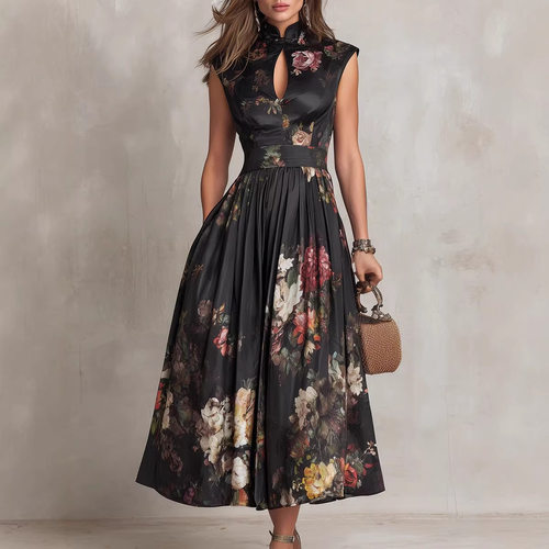 印花无袖修身女士连衣裙Printed sleeveless slimfitwomen'sdress