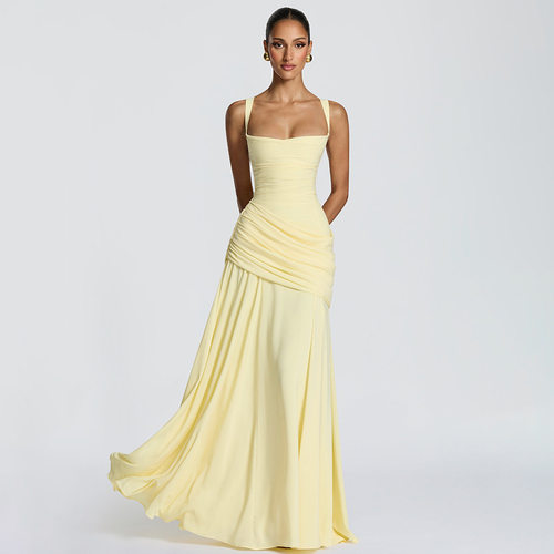 无袖收腰连衣裙女 Sleeveless waist cinched dress for women