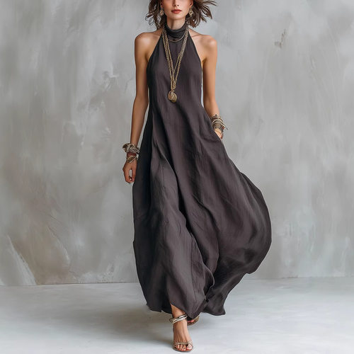 挂脖露肩女士连衣裙Hanging neck off shoulder women's dress