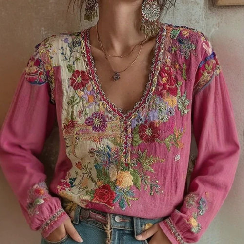 圆领印花女士长袖上衣Round neckprintedwomen'slongsleevedshirt