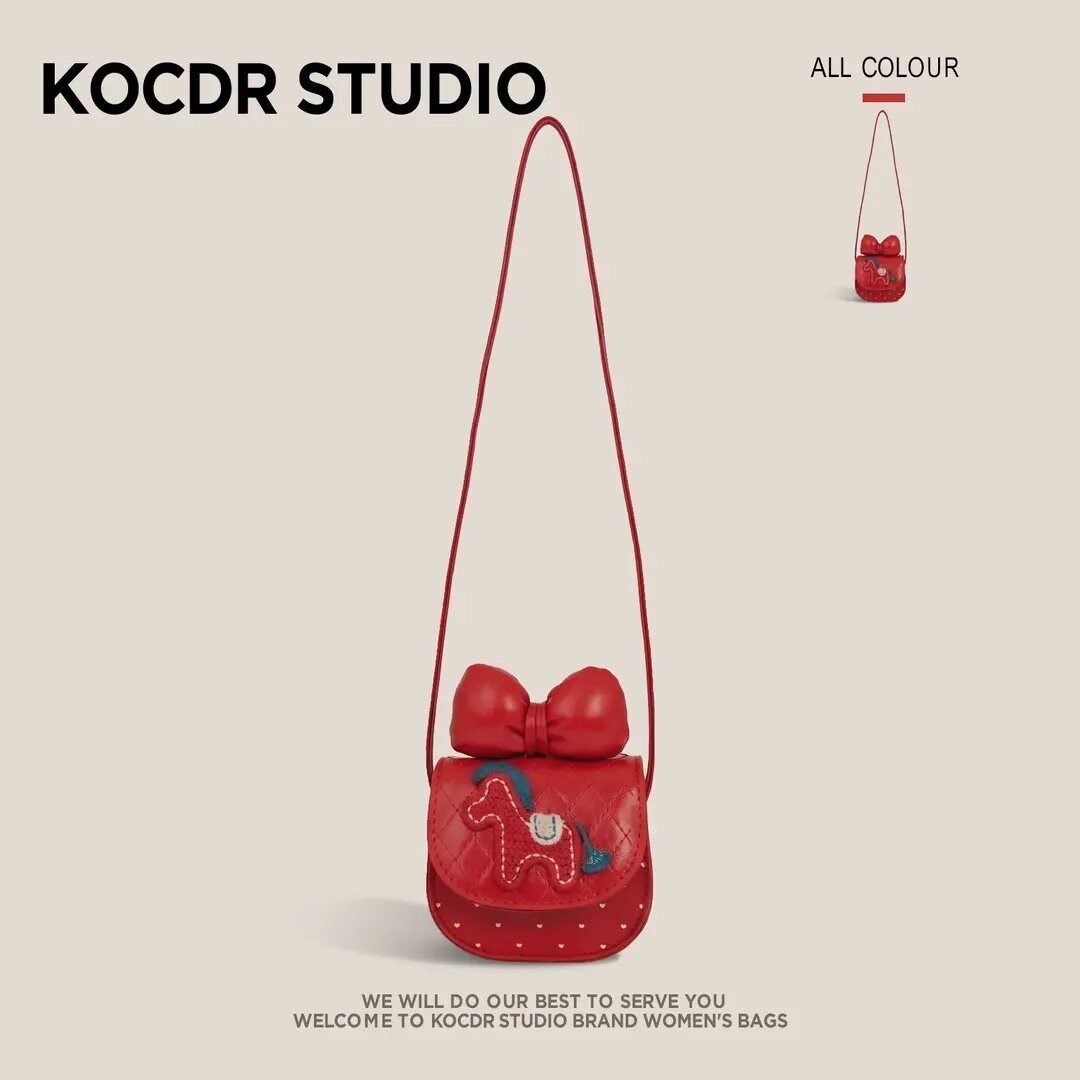 2026新款女童可爱斜挎包卡通蝴蝶结小马新年红包女孩压岁钱单肩包