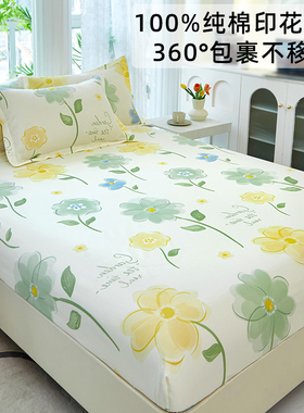 单人床笠200cmx220cm纯棉100全棉2025新款四季通用单件四件套1.8m