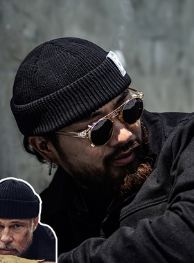 古叔的着 海兵甲板冷帽男女秋冬黑色套头瓜皮帽保暖针织毛线帽子