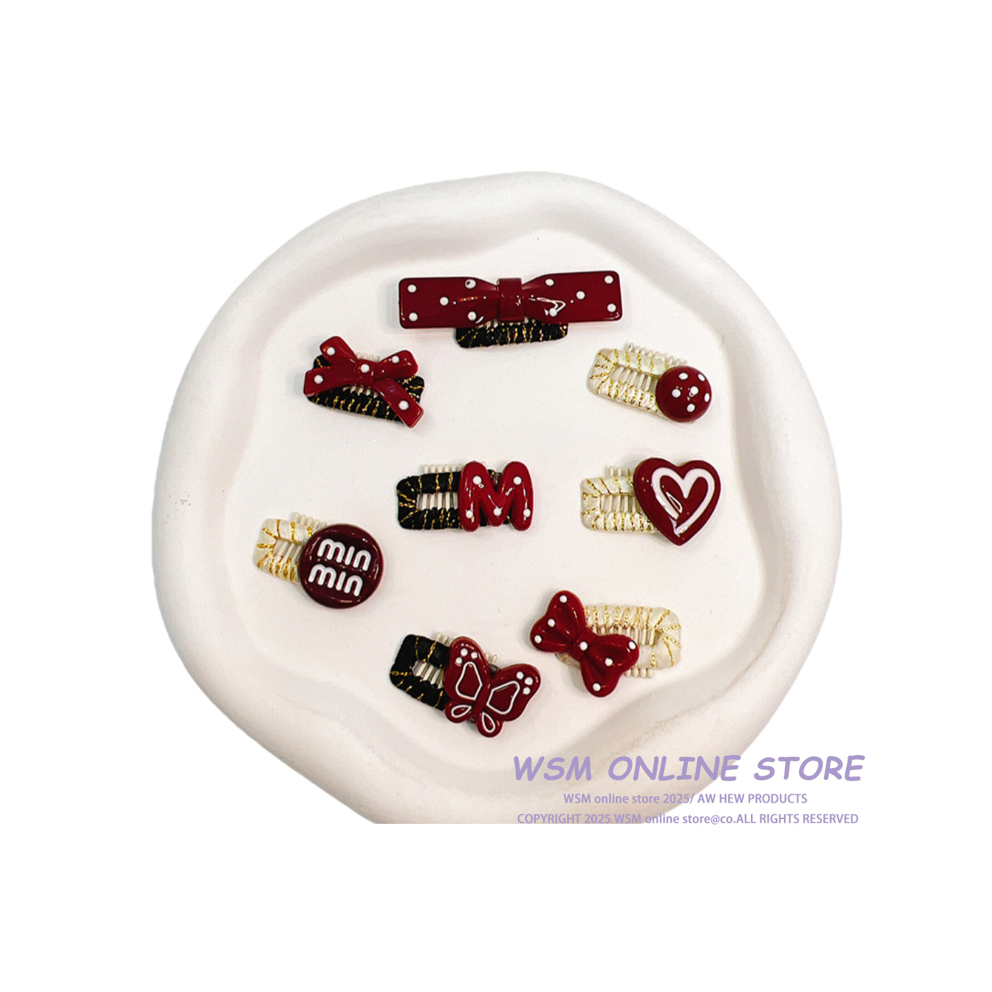 WSM手工 约克夏红色蝴蝶结头饰宠物发夹狗狗发卡马尔济斯卡子夹子 - 封面