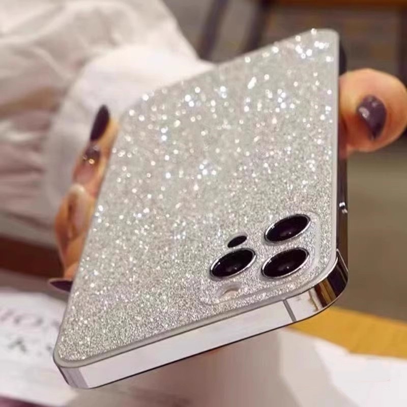 适用苹果全系列闪粉全包背膜