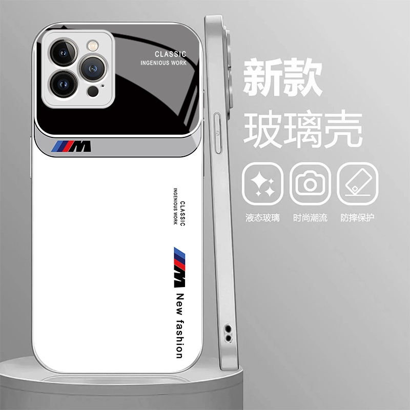 高档商务宝马玻璃壳适用苹果/华为荣耀/oppo/vivo/小米手机壳新款2025网红爆款16promax全包防摔mate70简约男