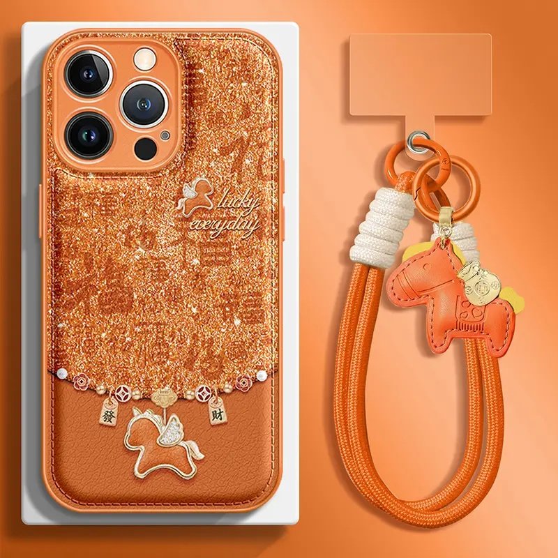 适用苹果华为VIVO小米OPPO手机壳气垫壳百福马超级好看iPhone17保护套马年16promax新款15promax 女款14外壳