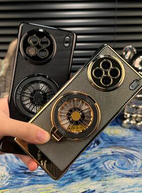 解压陀螺支架适用vivoX90Pro手机壳新款电镀网格散热壳vivoX90高级感防摔透气手机套X90Proplus夏天男女外壳