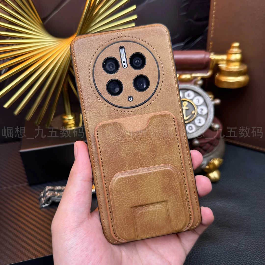 【亲肤皮革+便携卡包支架】适用华为mate50pro手机壳新款高端mate50全包防摔抗指纹外壳mate50E商务保护套男