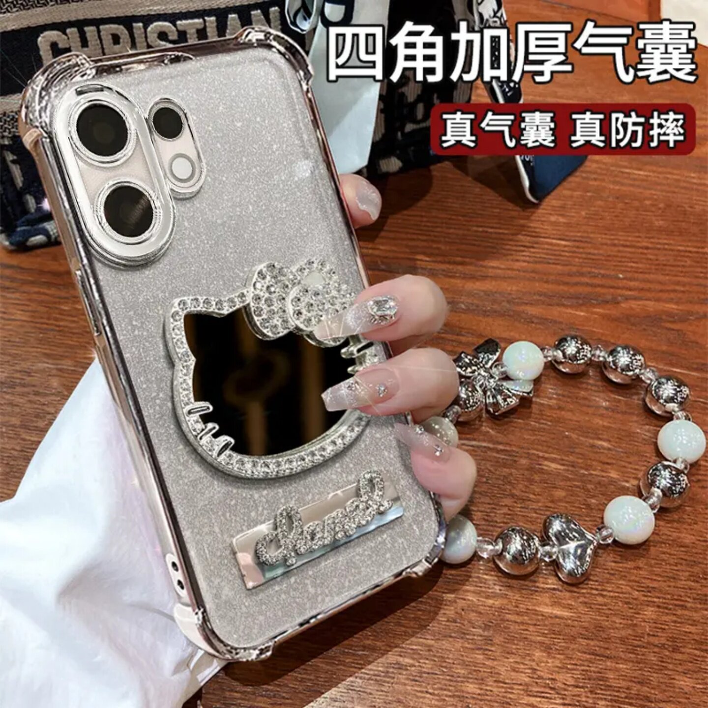 凯蒂镜子电镀四角防摔壳适用vivos30手机壳新款s30promini镜头全包支架保护套s20/19/18/17pro女款带手链外壳