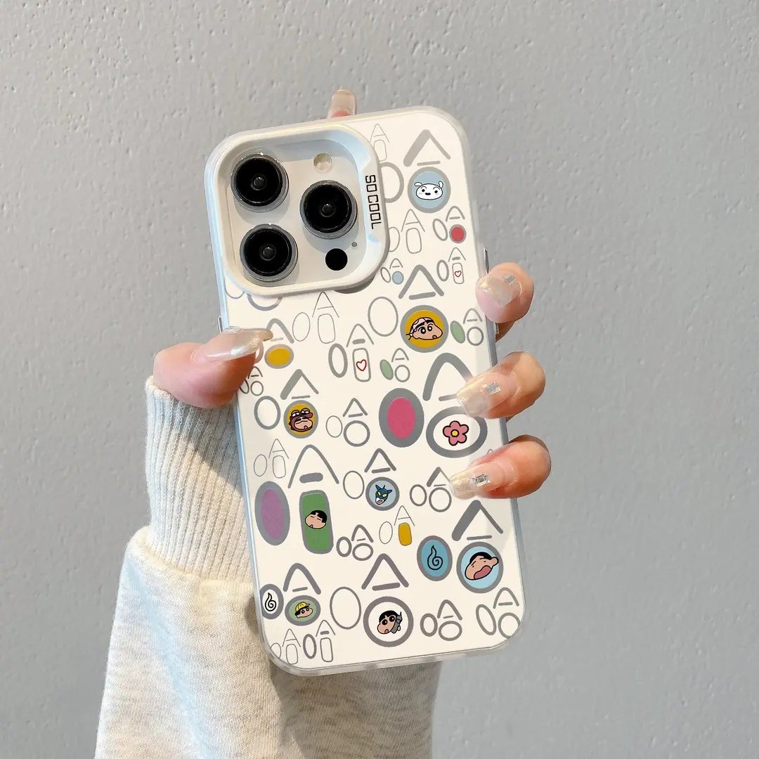 ins风卡通小新满屏彩色哈哈适用苹果/华为荣耀/oppo/vivo/小米手机壳新款16promax磨砂彩银15/14/13pro保护套