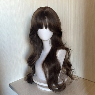 云岫假发女长发自然仿真发齐刘海韩式大波浪长卷发网红整顶假发套