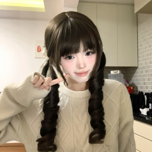 假发全头套女齐刘海双马尾罗马卷65cm自然感Lolita日常整顶仿真发