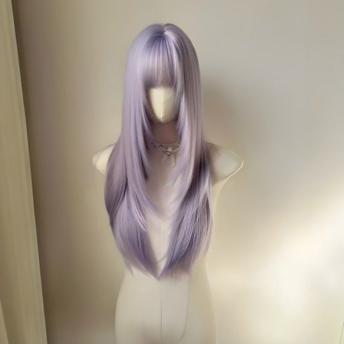 假发女Lolita齐刘海人鱼紫长直发
