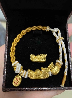 酒窝结三股编手绳女手工编织绳可穿龙舟三合转运珠diy貔貅手链