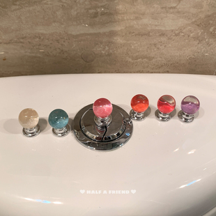 可爱星空感圆形亮闪马桶按压器美甲专用省力按钮水箱通用辅助按键