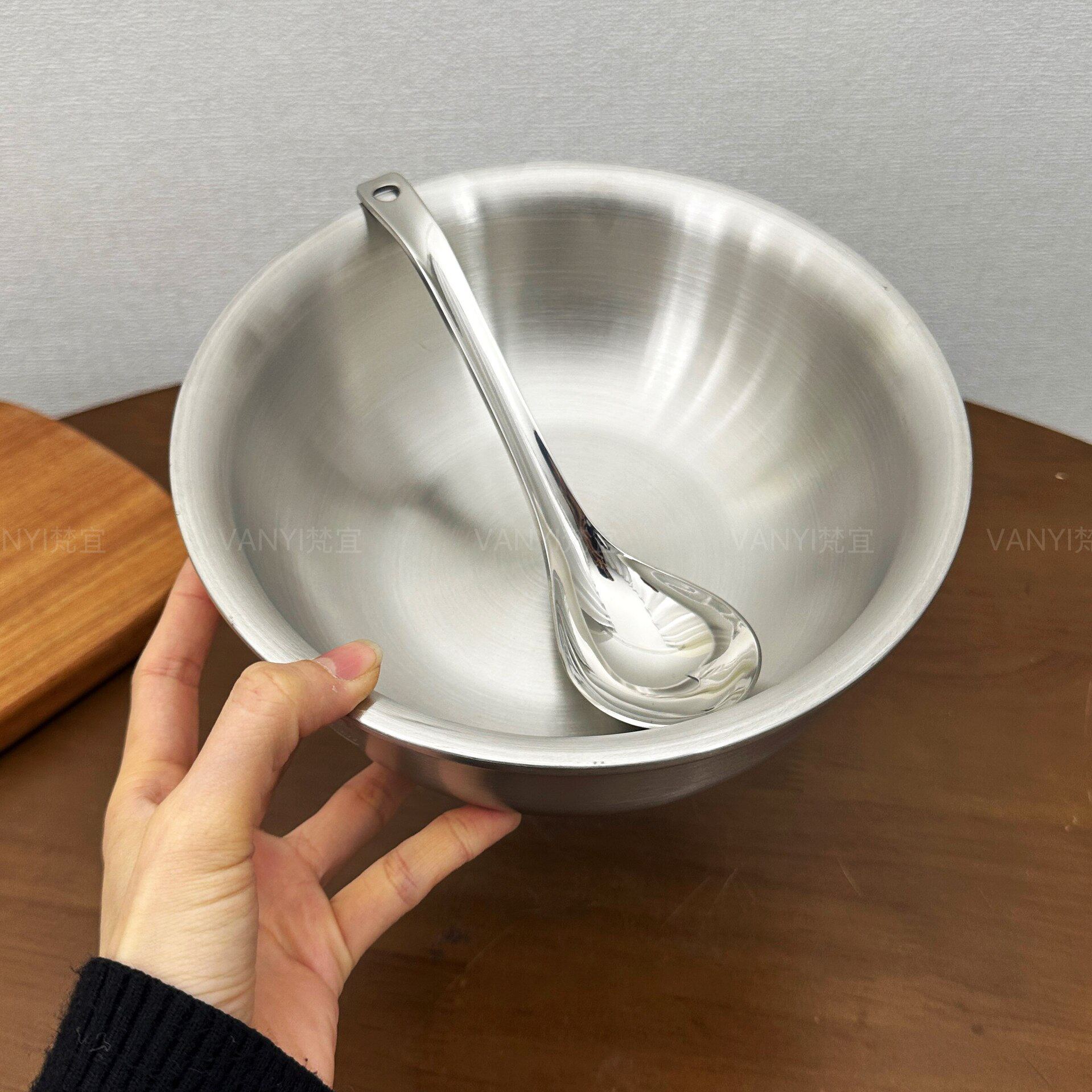 304不锈钢汤面碗商用大碗汤碗双层防烫拉面碗特大号螺蛳粉冷面碗