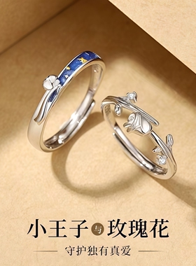 小王子与玫瑰花情侣对戒轻奢高级