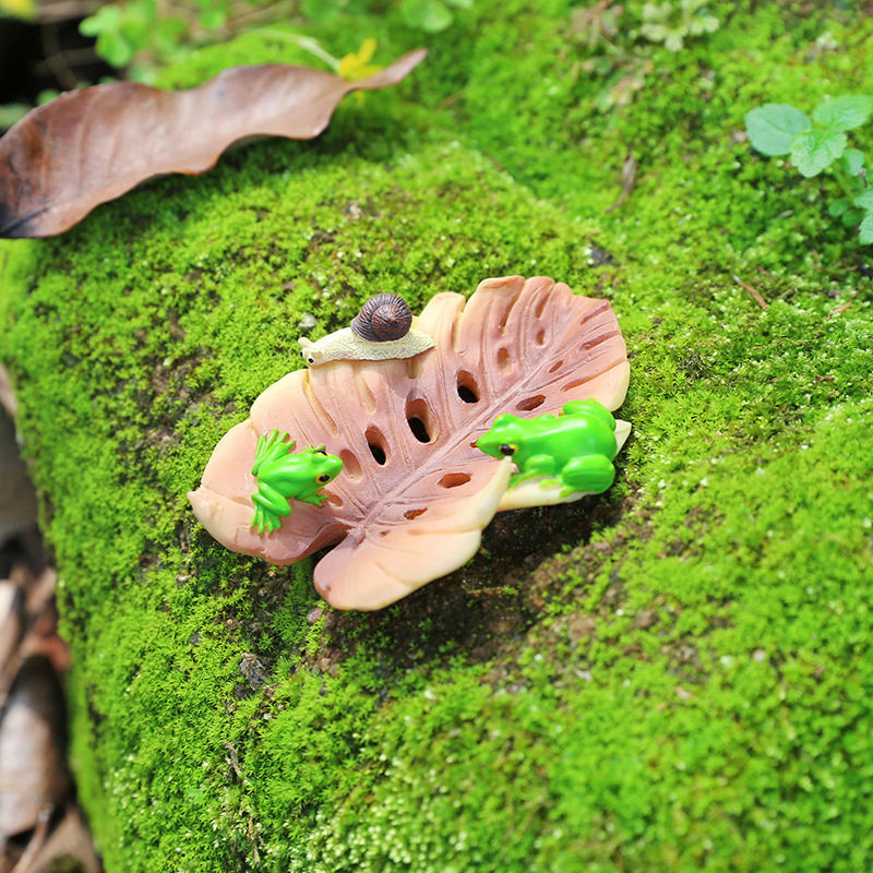 创意仿真小动物摆件 花园庭院盆景装饰树叶松鼠装饰摆饰