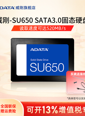 AData/威刚SU650台式机笔记本电脑SATA固态硬盘256G/512G游戏家用