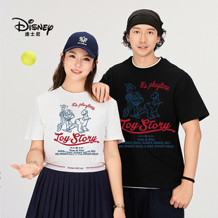 SOSOLULU Disney联名皮克斯玩具总动员系列红字母蓝人物烫画T恤