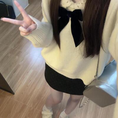 甜美设计感穿搭娃娃领毛衣女秋冬小个子温柔减龄慵懒风针织衫上衣